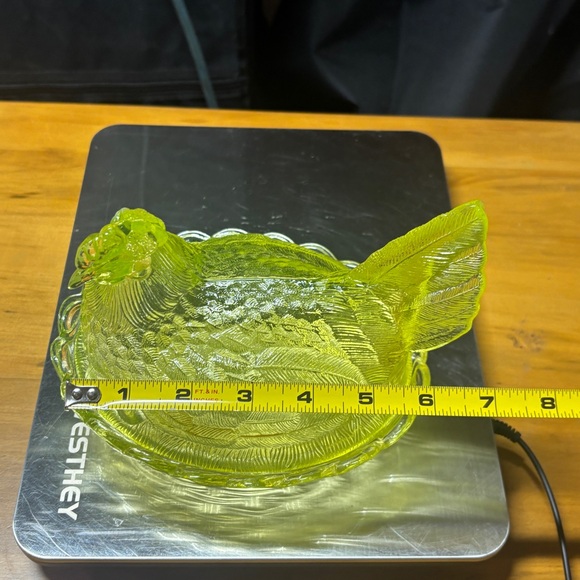LG Wright Uranium Vaseline Glass Split Tail Hen On Nest 7” Glows - Picture 13 of 16